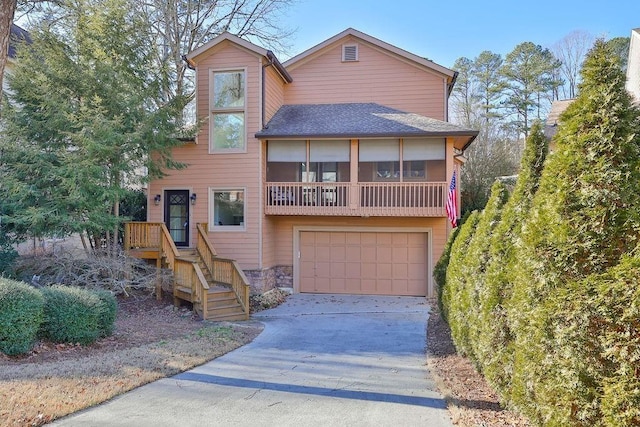 view of front property with a garage