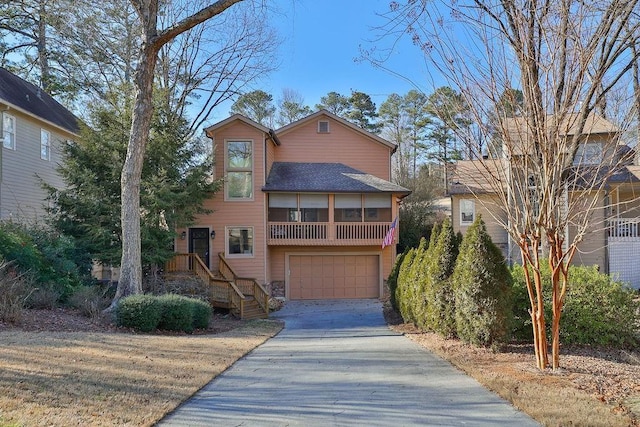 front of property with a garage