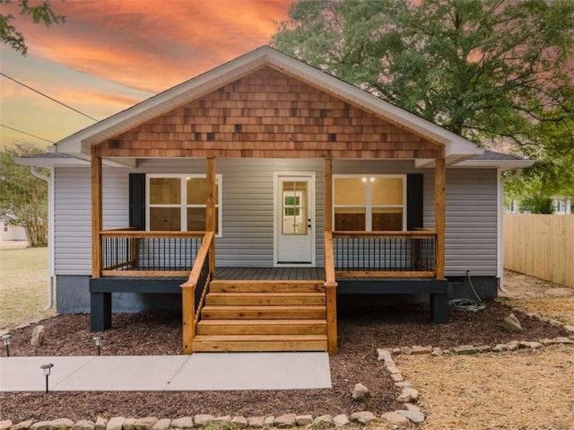 view of front of house featuring covered porch