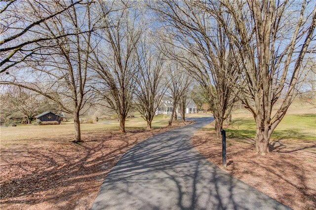 view of street featuring aphalt driveway