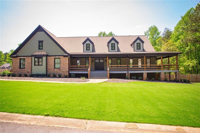 200 Carney Ct, Ball Ground, GA 30107 - view of front of property featuring covered porch and a front yard