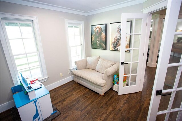 200 Carney Ct, Ball Ground, GA 30107 - living area with baseboards, ornamental molding, and wood finished floors