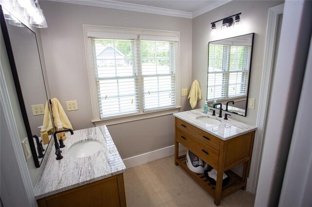 200 Carney Ct, Ball Ground, GA 30107 - bathroom featuring a sink, baseboards, plenty of natural light, and two vanities