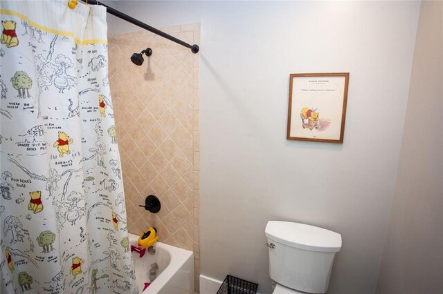 200 Carney Ct, Ball Ground, GA 30107 - bathroom featuring toilet and shower / bathtub combination with curtain