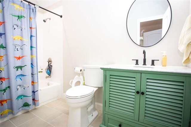 200 Carney Ct, Ball Ground, GA 30107 - bathroom with vanity, tile patterned floors, shower / bath combination with curtain, and toilet