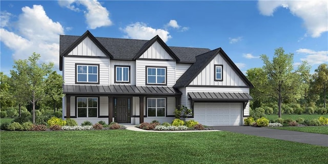 1188 Ridgeview Rd, Woodstock, GA 30188 - modern farmhouse featuring a standing seam roof, board and batten siding, driveway, and a shingled roof