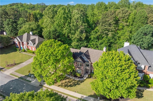bird's eye view of a heavily wooded area