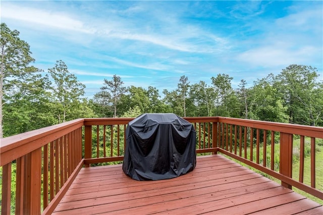 deck with a grill
