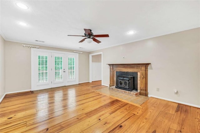 280 W Knight Rd W, Mcdonough, GA 30252 - unfurnished living room with ceiling fan, hardwood / wood-style flooring, recessed lighting, and ornamental molding