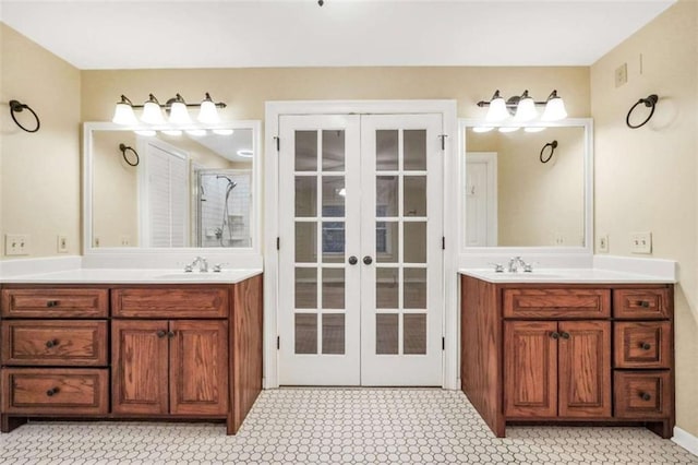 280 W Knight Rd W, Mcdonough, GA 30252 - full bath featuring french doors, two vanities, and a shower stall
