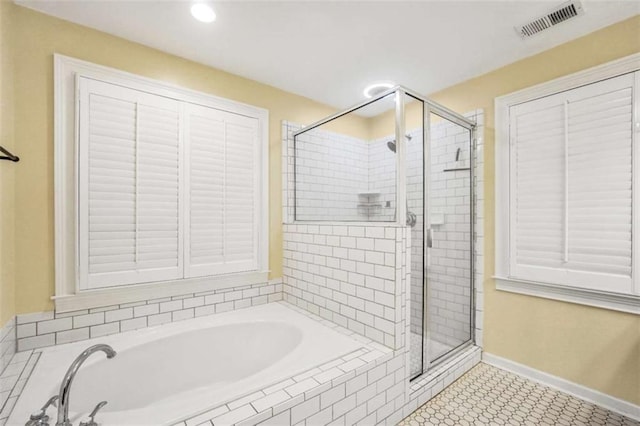 280 W Knight Rd W, Mcdonough, GA 30252 - full bathroom with a stall shower, a garden tub, and recessed lighting