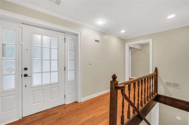 280 W Knight Rd W, Mcdonough, GA 30252 - foyer entrance with light wood-type flooring, crown molding, and recessed lighting