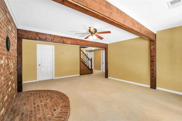280 W Knight Rd W, Mcdonough, GA 30252 - spare room featuring stairway, carpet, and a ceiling fan