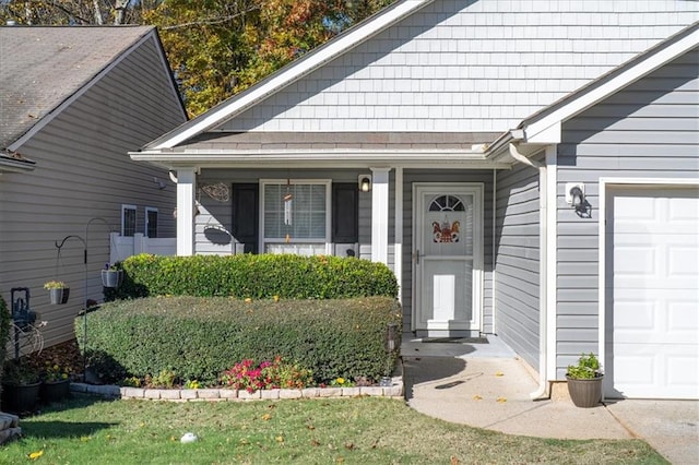 property entrance with an attached garage