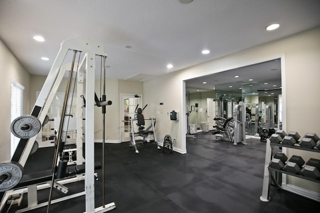1312 Pine Heights Dr NE, Atlanta, GA 30324 - workout area featuring baseboards and recessed lighting