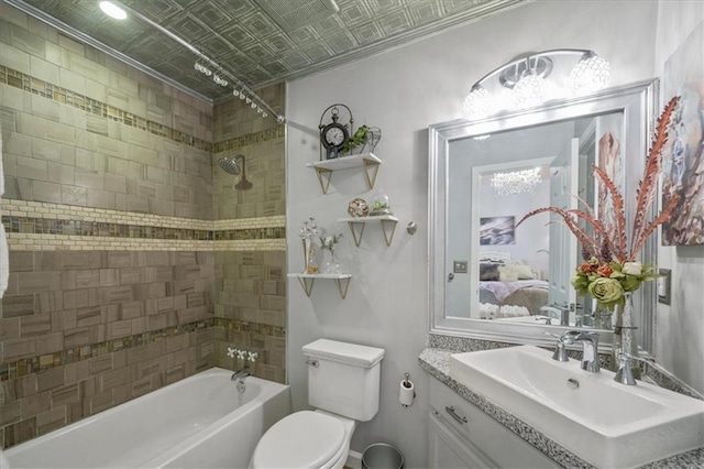 9050 Pine Tree Cir, Gainesville, GA 30506 - full bathroom featuring shower / tub combination, vanity, and an ornate ceiling