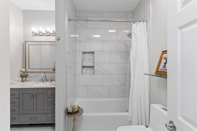 2479 Peachtree Rd NE Unit 105, Atlanta, GA 30305 - bathroom featuring shower / bath combination with curtain, vanity, and toilet