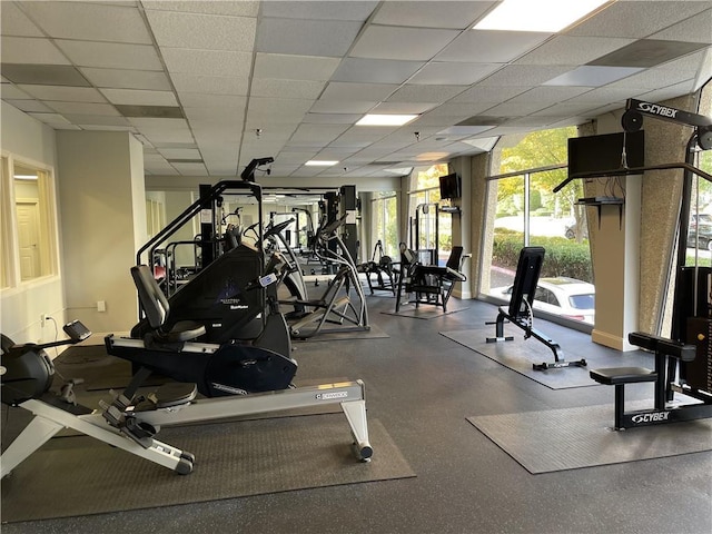 2479 Peachtree Rd NE Unit 105, Atlanta, GA 30305 - gym featuring a drop ceiling and baseboards