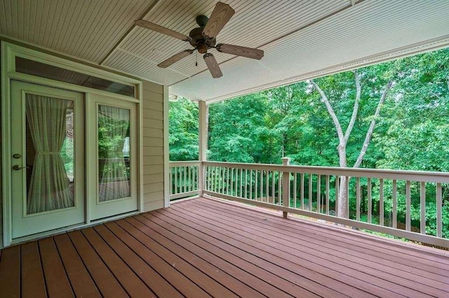 deck featuring a ceiling fan