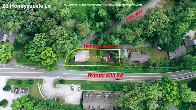 22 Honeysuckle Ln, Dahlonega, GA 30533 - map / location with property boundaries highlighted