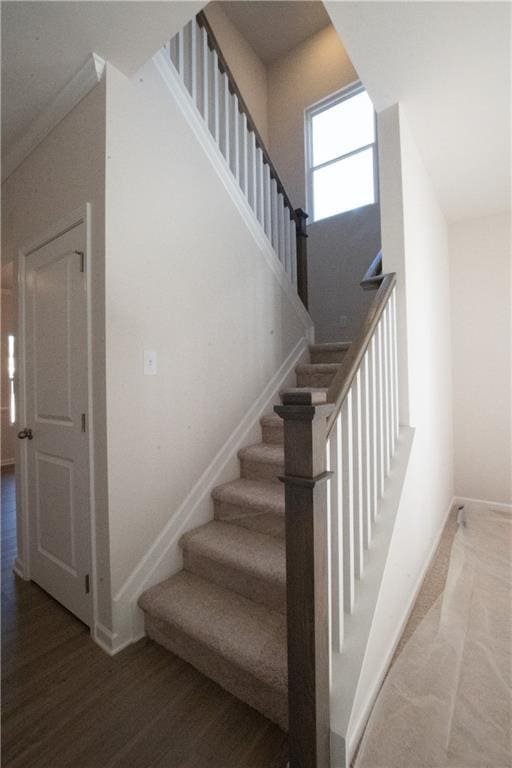 530 River Run Dr, Dallas, GA 30132 - stairs with baseboards and wood finished floors