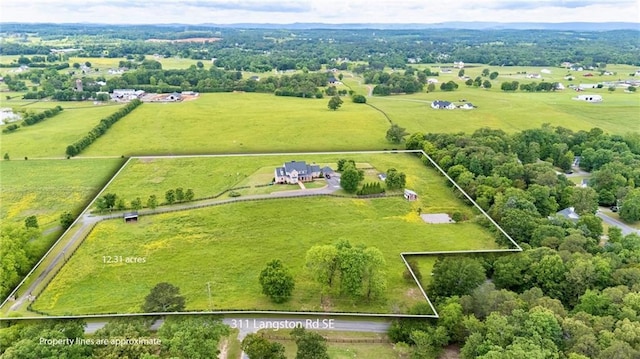 311 Langston Rd SE, Calhoun, GA 30701 - aerial view of sparsely populated area featuring property parcel outlined and agricultural land