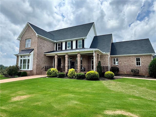 311 Langston Rd SE, Calhoun, GA 30701 - view of front of property with a standing seam roof, covered porch, and brick siding