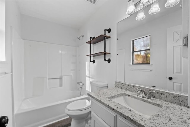 2571 Hamill Dr, Buford, GA 30519 - bathroom with vanity, toilet, and shower / bath combination
