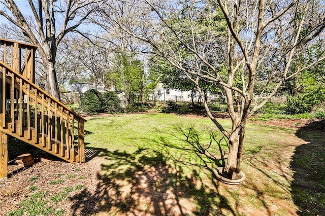 view of yard featuring stairs