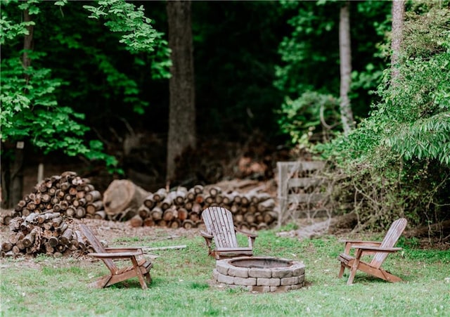 4625 Ben Hill Dr, Oakwood, GA 30566 - view of yard featuring an outdoor fire pit