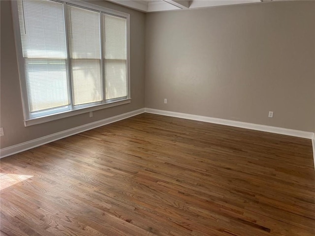 spare room with dark hardwood / wood-style floors