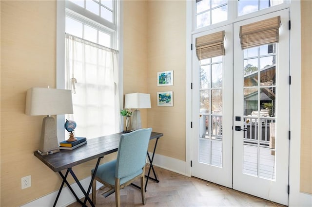 office space featuring french doors