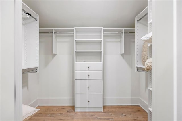 walk in closet featuring wood finished floors