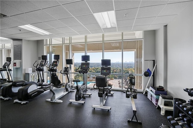 gym featuring expansive windows