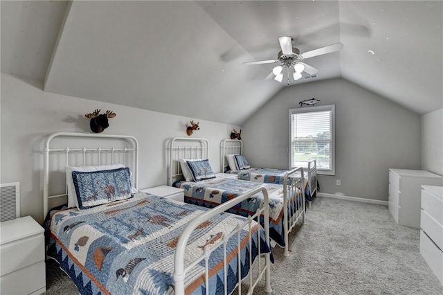 3925 Sierra Knolls Ct, Cumming, GA 30040 - carpeted bedroom with vaulted ceiling and a ceiling fan