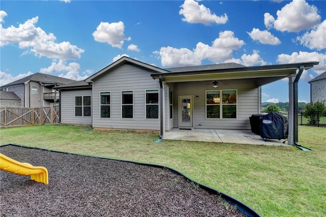 3925 Sierra Knolls Ct, Cumming, GA 30040 - back of property featuring a patio, ceiling fan, and a playground