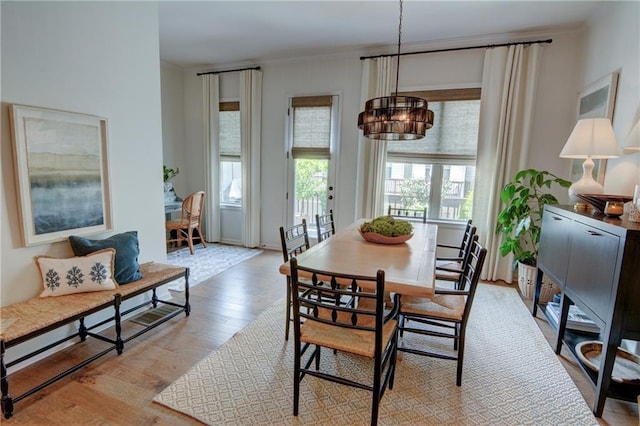 dining space featuring wood finished floors