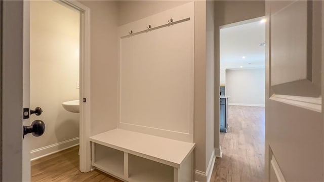 mudroom with light wood-type flooring