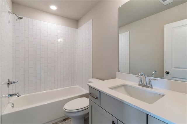 329 Willow Cv, Canton, GA 30114 - full bath with visible vents, toilet, bathtub / shower combination, recessed lighting, and vanity