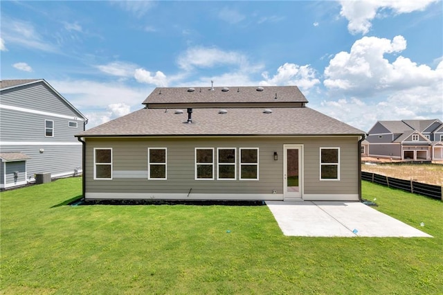 329 Willow Cv, Canton, GA 30114 - rear view of house with a shingled roof, a yard, fence, cooling unit, and a patio