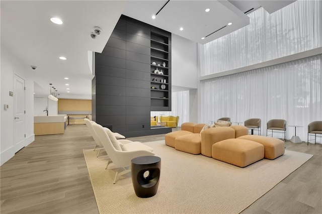 living room with light wood-type flooring