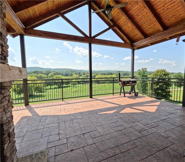 view of patio / terrace featuring ceiling fan