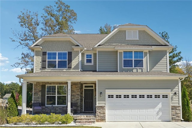 craftsman inspired home featuring a garage