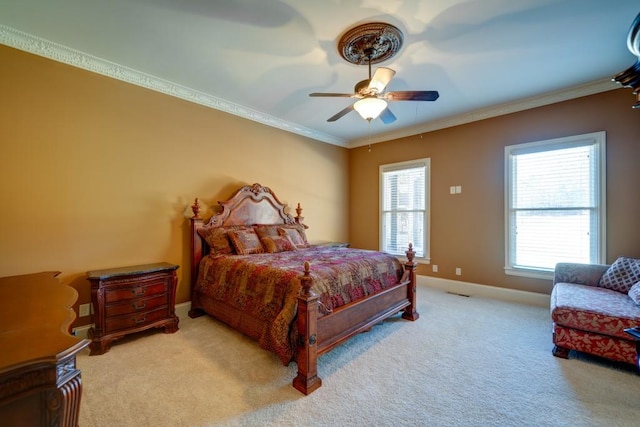595 S Mount Carmel Rd, Mcdonough, GA 30253 - bedroom featuring carpet, ornamental molding, and ceiling fan