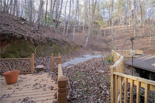 view of yard with a deck