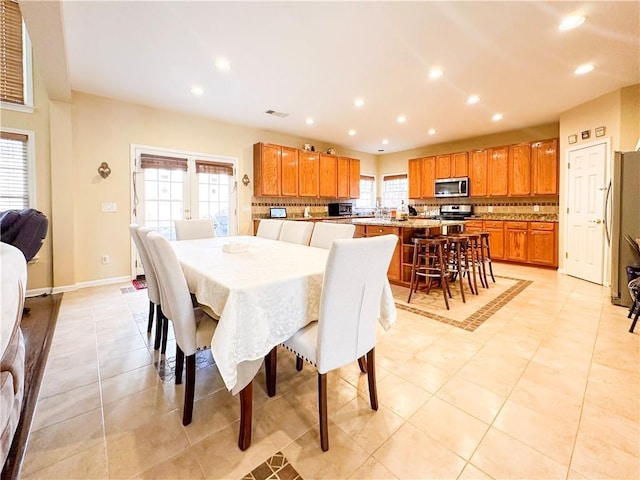 view of tiled dining room