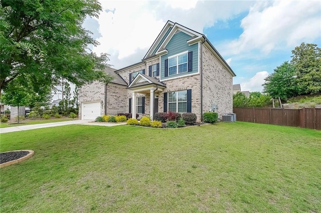 5789 Creek Indian Dr, Sugar Hill, GA 30518 - view of front of house with concrete driveway, brick siding, and cooling unit