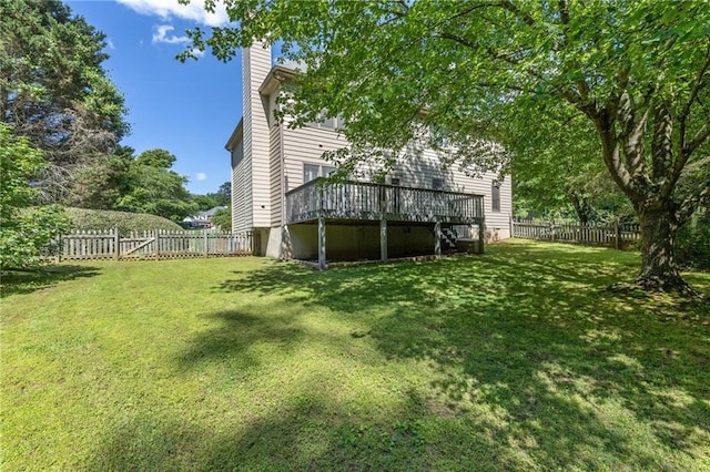 view of yard featuring a deck