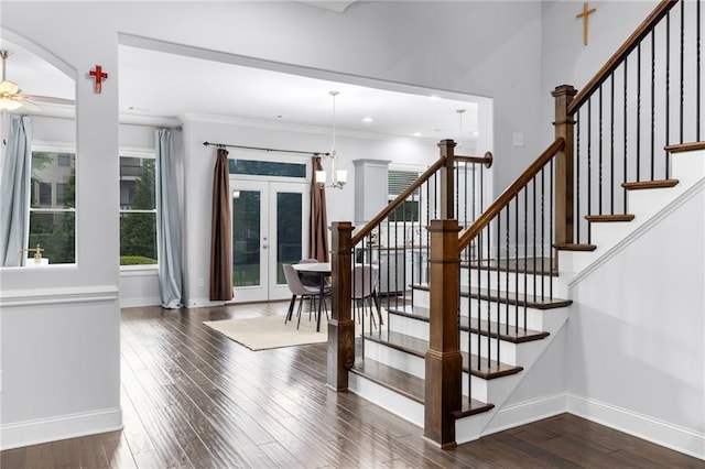 3380 Labrouste Cv, Duluth, GA 30097 - staircase with baseboards, wood-type flooring, and french doors