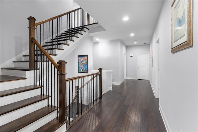 3380 Labrouste Cv, Duluth, GA 30097 - interior space featuring baseboards, recessed lighting, stairs, and wood finished floors